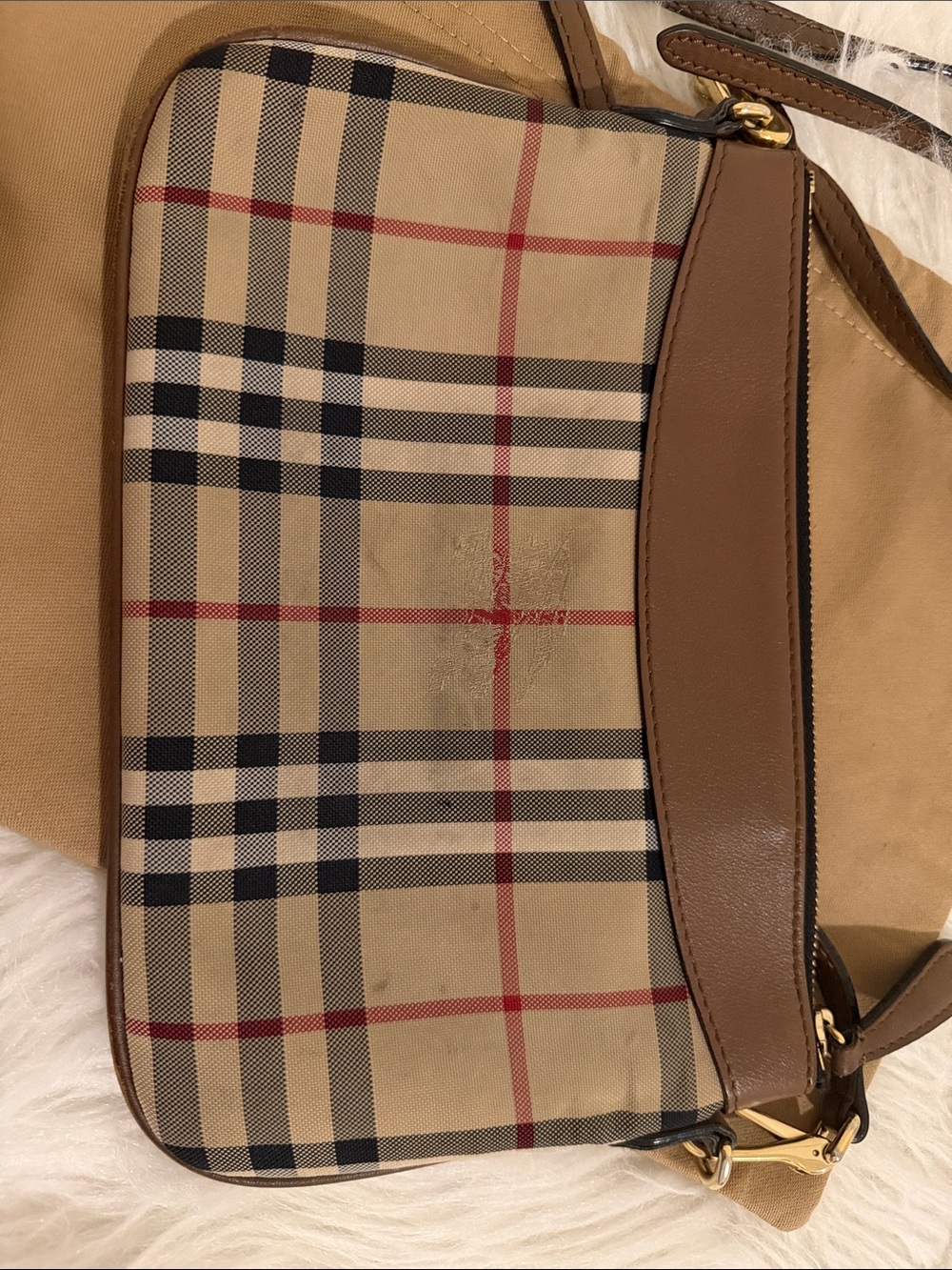 Burberry Tan and Brown Nova Check Crossbody Purse - Picture 4 of 6